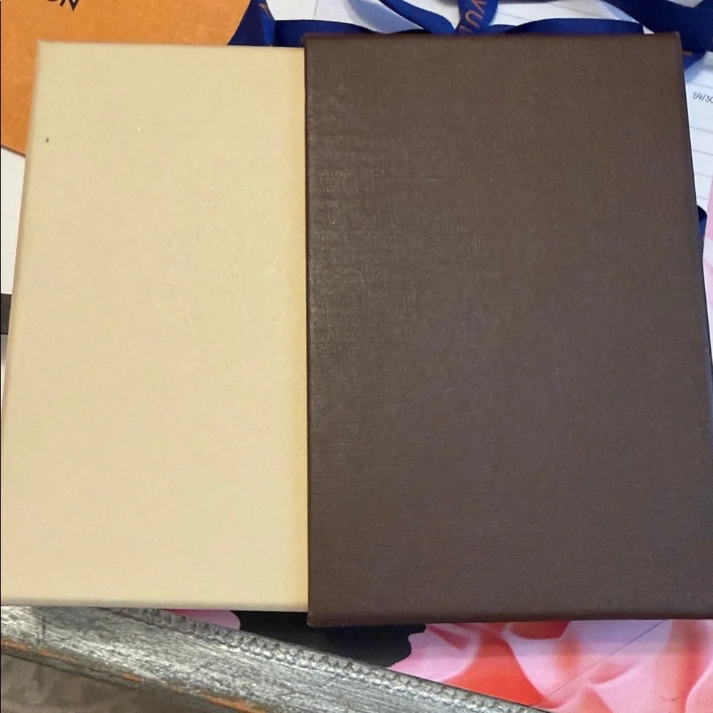 Louis Vuitton LV Small Brown Gift Box Set Ribbon Bag 3.5x5.5 Authentic